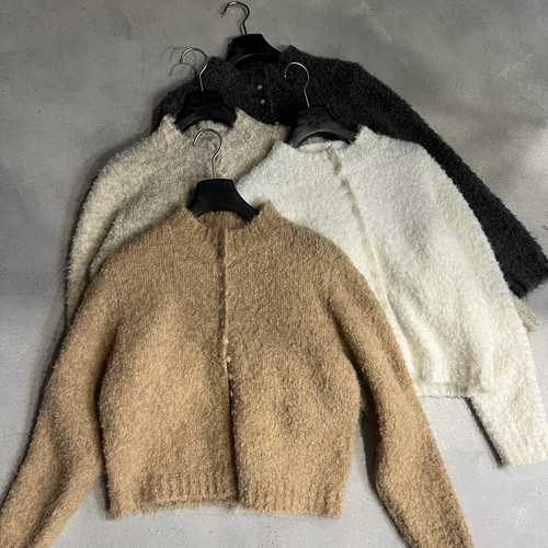 Hand made-韩系极简立领排扣羊毛针织开衫(含12羊毛)83549