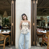 21121 韩系早春高腰刺绣直筒显瘦百搭气质牛仔裤 FEIMAO YIMAO