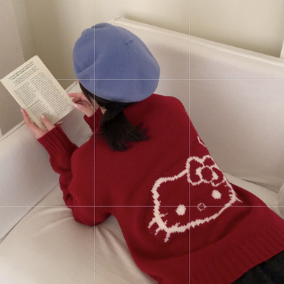 UTIS牧缇-甜美可爱爱心kitty提花保暖毛衣（含100绵羊毛）36512-1