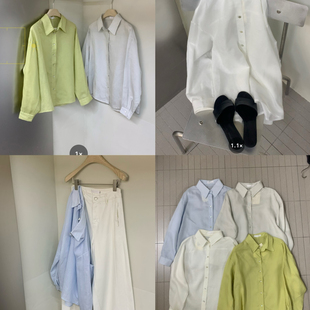 宽松休闲衬衫 26年夏上新亚麻衬衣简韩大版 H6593 NEVER JIN.C