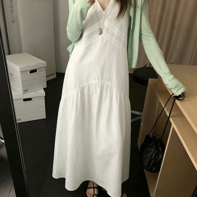 from beginning-女人韩系日常百搭苎麻背心连衣裙(不含外搭)7121