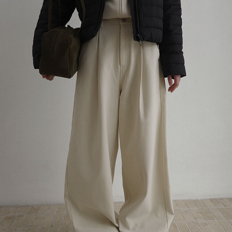 EVER  TRUE-季新款阔腿裤女韩版加绒宽松磨毛高腰长裤休闲裤93720