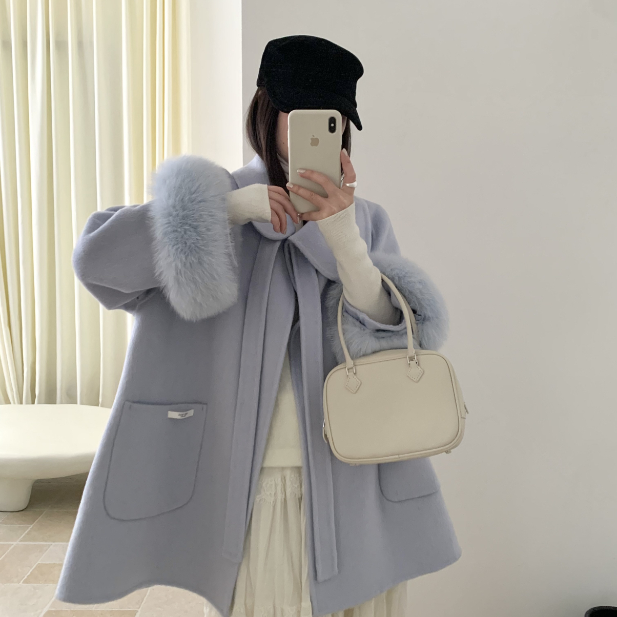 铁-娃领A版设计显瘦不挑人羊毛外套(配毛袖)(含70羊毛)102505BB