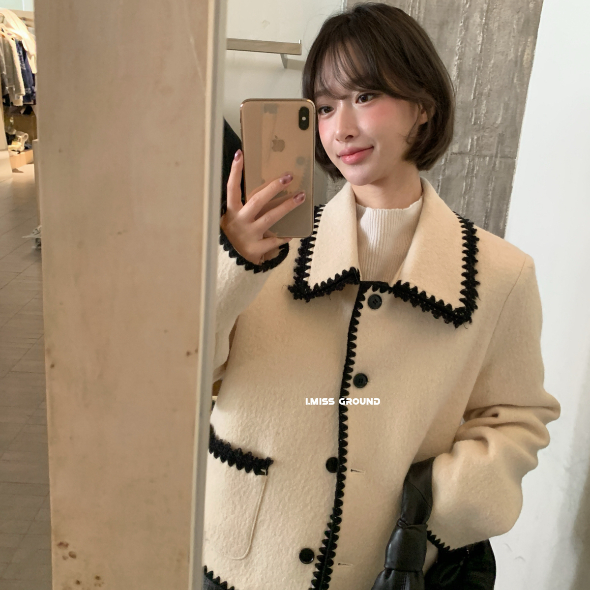 IMISS-冬上新升级羽绒里衬高品质拼色保暖羽绒服外套H60975