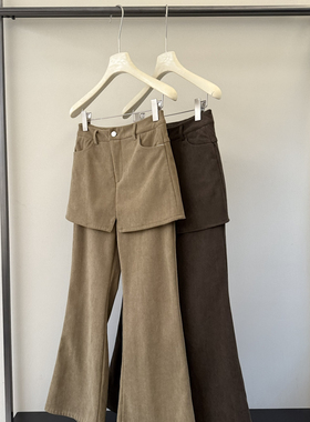 The Leaf-帘微喇叭裤女2026冬季加绒显瘦遮胯气质阔腿卫衣裤25814