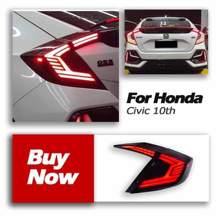 回旋镖款 十代两厢思域尾灯总成改装 LED后尾灯流光灯 21款 适用于16