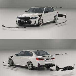 适用于宝马新3系VTEN二代套件G20/G28包围V2前唇侧裙后唇尾翼尾喉