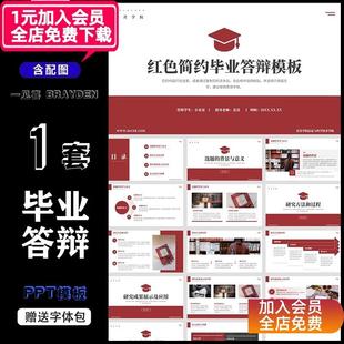 一套红色简约学术风专业本科研究生毕业答辩开题报告汇报PPT模板