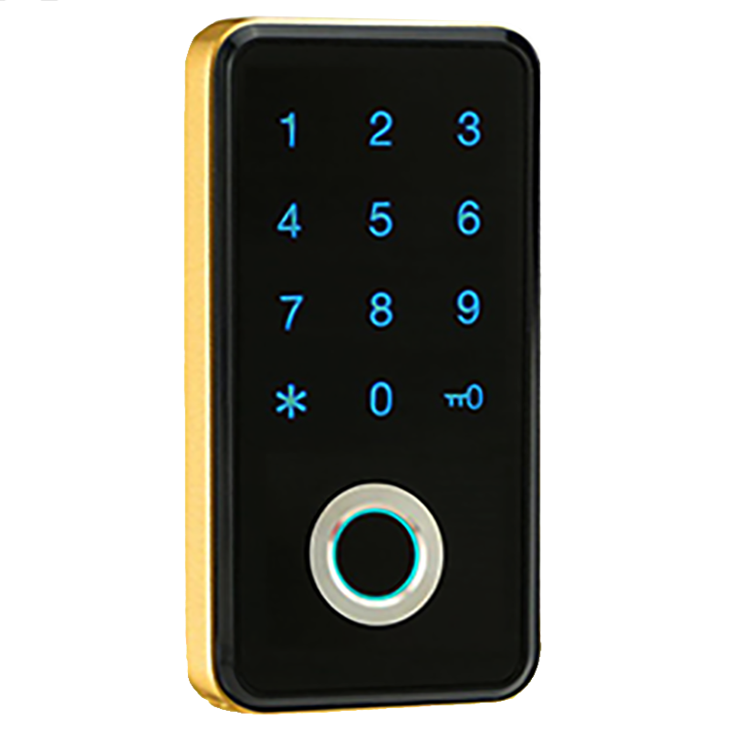 指纹解锁密码锁金色电子智能开锁更衣柜锁半导体家用鞋柜抽屉开锁