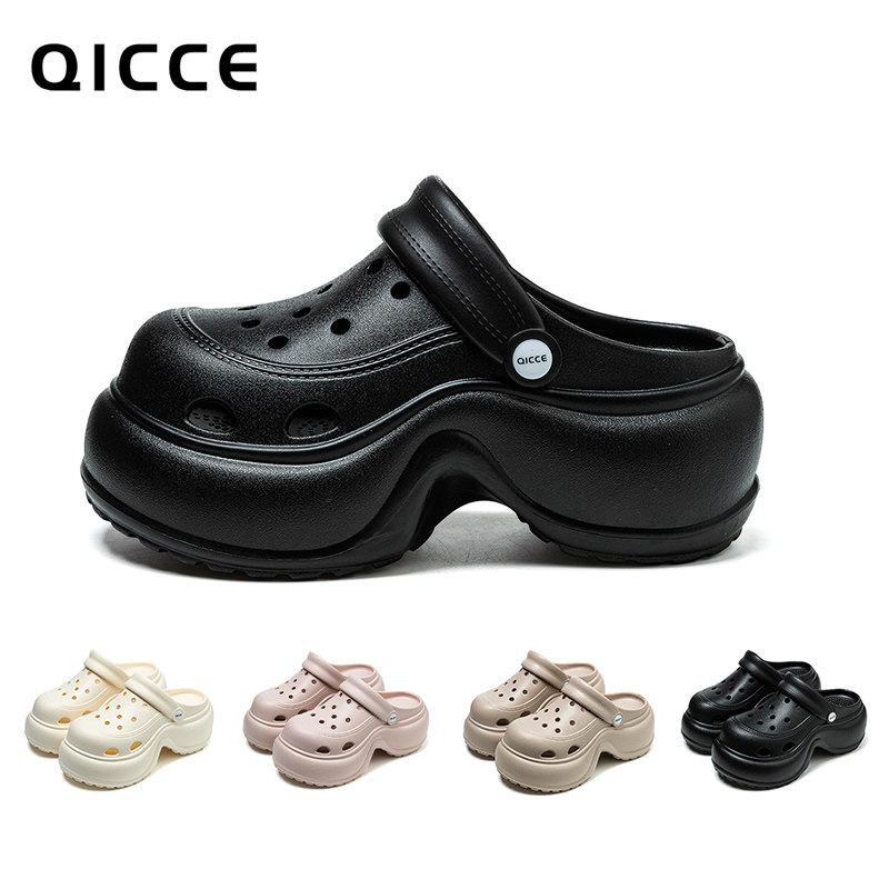 8CM厚底洞洞鞋女款外穿2026新款沙滩eva包头增高休闲防滑凉拖鞋夏