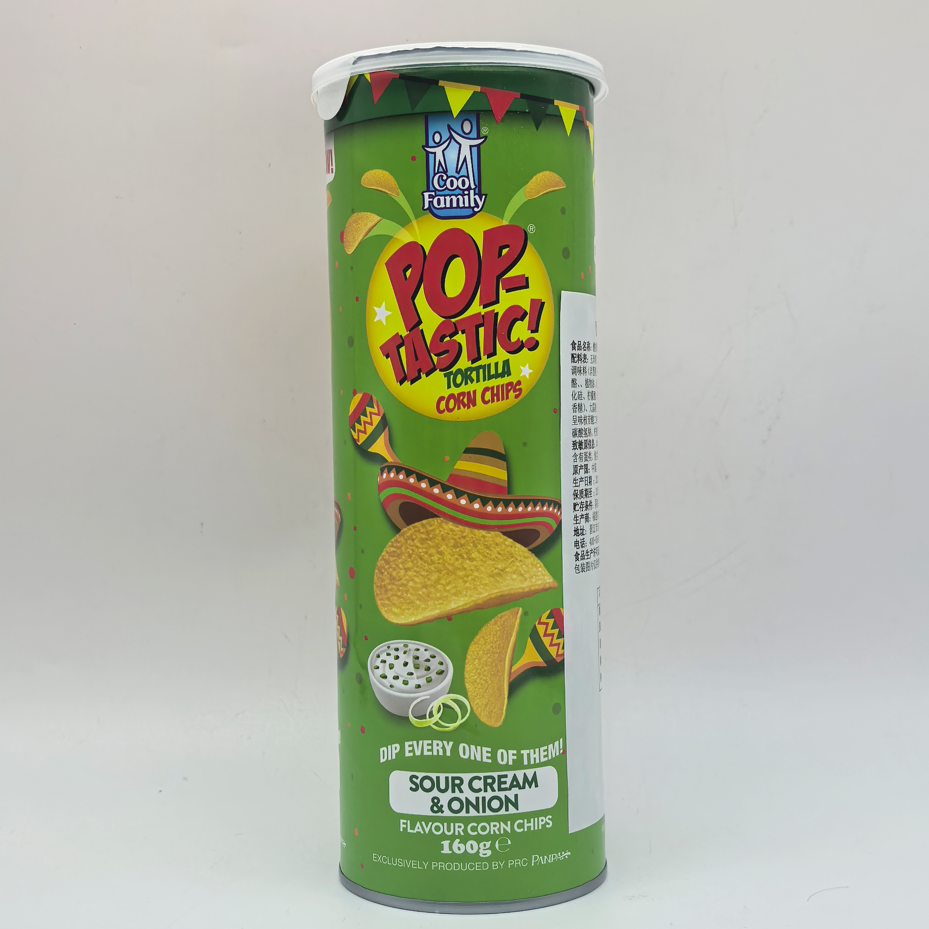 临期特价 POP-TASTIC酸奶洋葱味玉米薯片160克罐装 膨化食品