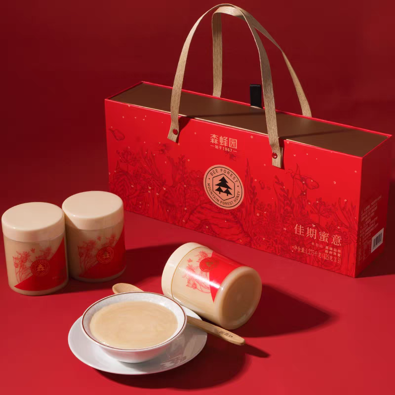 森蜂园长白山椴树原蜜礼盒425g*3瓶送长辈蜂蜜礼盒临期清仓特价