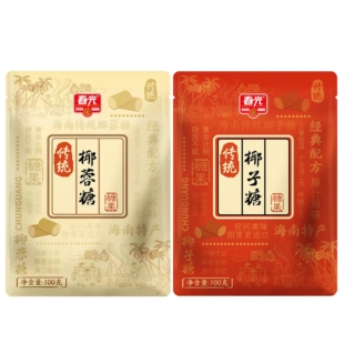 春光食品海南特产椰子糖椰蓉糖100g椰香浓郁办公室零食年货糖果