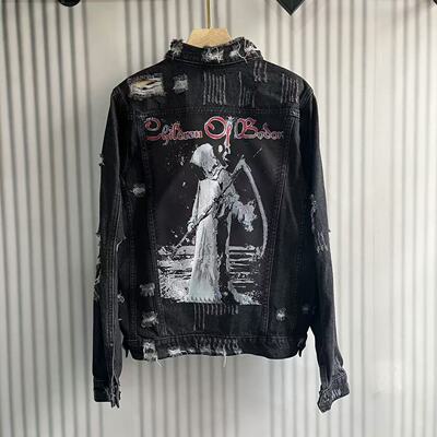 大破坏多勋章背杀牛仔外套