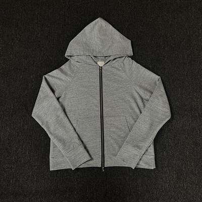 高街风格雪花灰连帽拉链卫衣