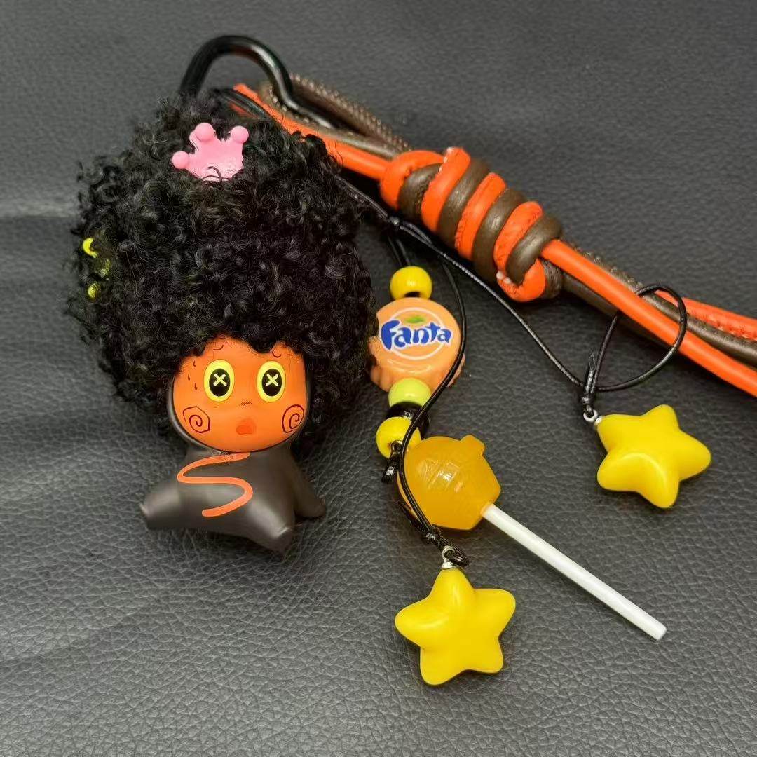 爆炸头泡泡玛特星星人diy创意可爱钥匙扣挂件潮包包挂绳生日礼物,服饰配件/皮带/帽子/围巾,包挂件,淘宝优惠券,粉丝福利购,淘宝优惠卷