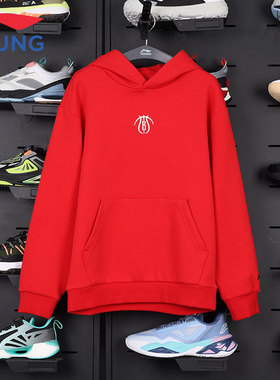 李宁儿童卫衣童26新年红色卫衣冬季马年拜年服连帽宽松运动上衣