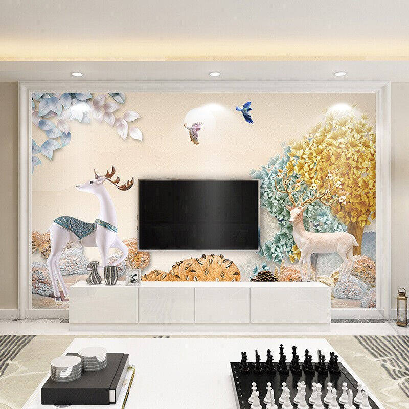 中式电视背景墙壁纸3D立体墙纸现代简约客厅卧室5D壁画无缝影视墙