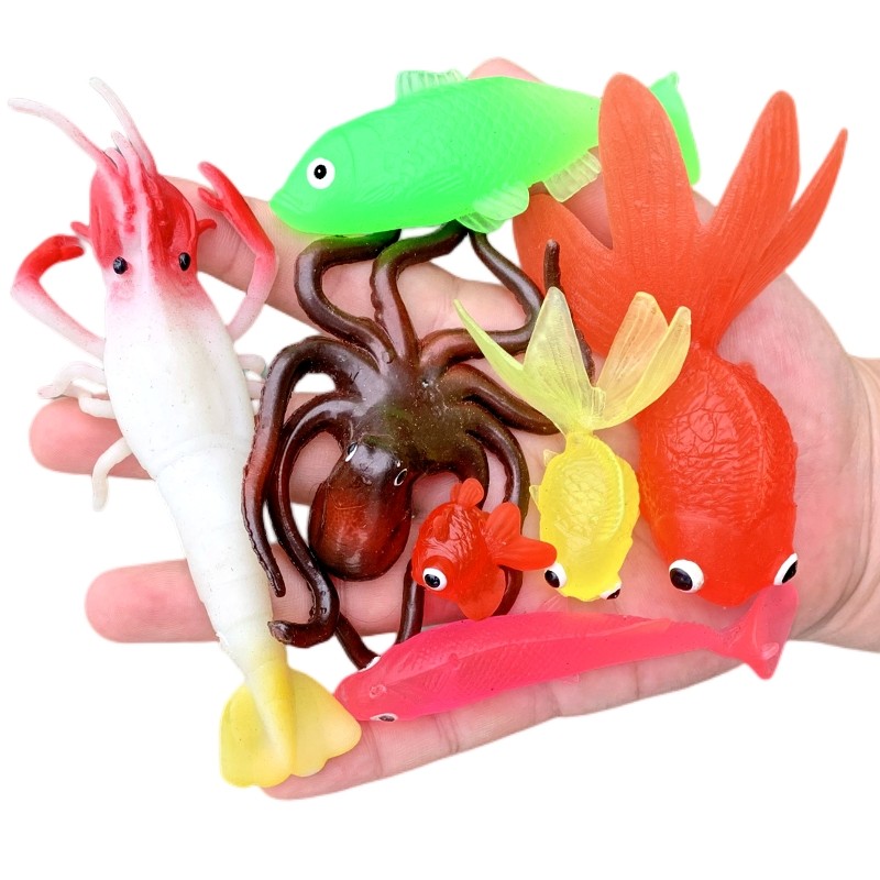 软胶仿真金鱼河虾章鱼沙丁鱼小鲫鱼套装幼儿园儿童玩具小动物模型,玩具/童车/益智/积木/模型,仿真/动物玩偶,淘宝优惠券,粉丝福利购,淘宝优惠卷