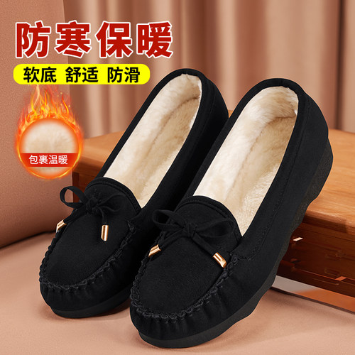 加绒保暖老北京棉鞋女软底防滑