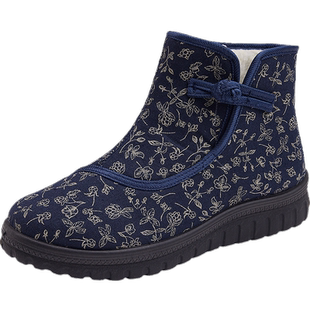 老北京棉鞋女冬加绒加厚保暖中老年老人过冬高帮布鞋妈妈奶奶鞋子