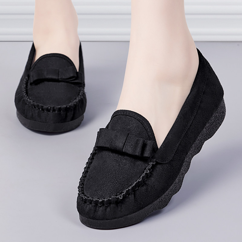 老北京布鞋女新款夏季软底年轻款豆豆鞋百搭久站不累黑色工作鞋子