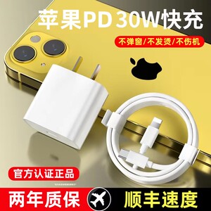 30W充电器头PD适用苹果14pro数据线13正品12手机x快充插头xr原max配加长快充线11专用ipad平板8p通用mini