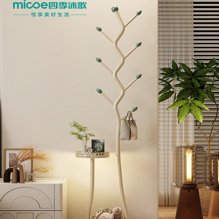 四季沐歌衣帽架落地卧室床边挂衣服架子简易家用多功能置物挂衣架