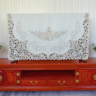 布艺刺绣电视机盖巾盖布防尘罩55寸65寸70寸80寸台式 液晶曲屏 挂式