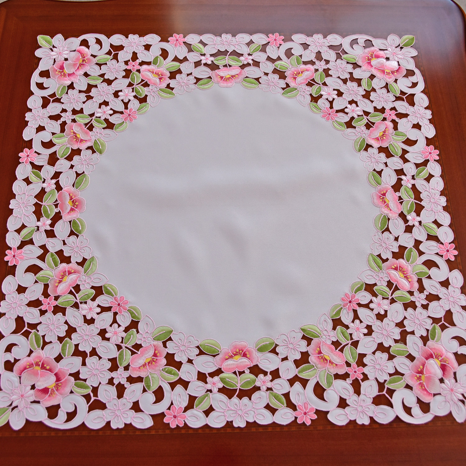 边几茶几盖巾桌布桌垫床头柜盖巾韩式布艺刺绣多用途盖布粉色包邮