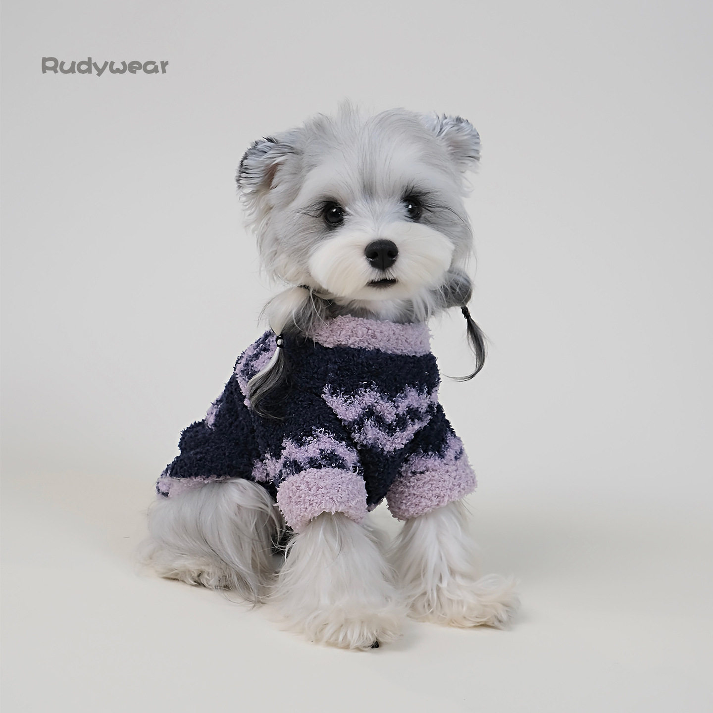 狗狗衣服秋冬保暖高领两脚衣雪纳瑞泰迪比熊小型犬宠物条纹毛毛衣