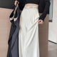 白色西装 直筒高级字母腰头高腰阔腿裤 裤 垂感高腰拖地休闲裤 女夏季