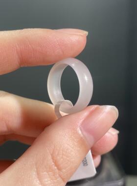 天然和田玉 8码 15.0x5.5mm冰白圆戒高冰 货号NY8502 价格280