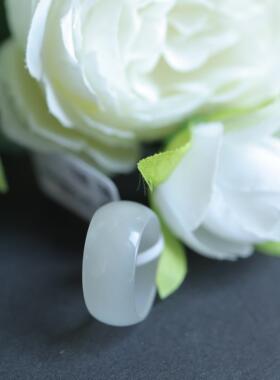 天然和田玉 6码 14.0x8.0mm冰白圆戒高冰 货号NY8501 价格280