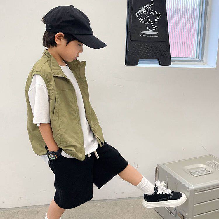 品牌清仓男童夏装新款日系宽肩马甲中大童休闲上衣男女宝宝双层背