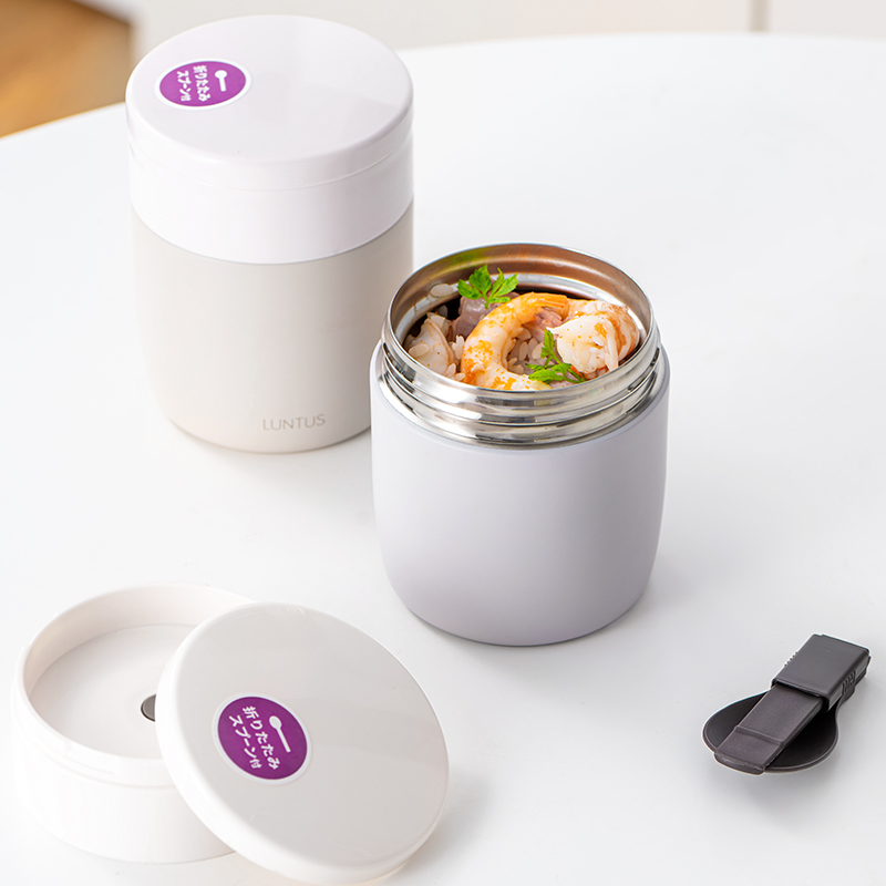 广口保温杯带盖勺焖烧杯