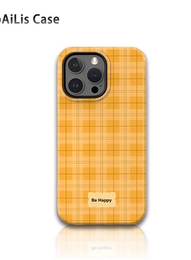 适用于iPhone16promax新款苹果15网红手机壳14/13菲林12简约ins风黄色格纹11二合一XR防摔xsmax8plus小众7