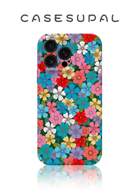 适用iPhone17苹果16手机壳华为nova15新款oppofindx9菲林荣耀500全包小米17满屏彩色花朵vivos50小众一加ACE6
