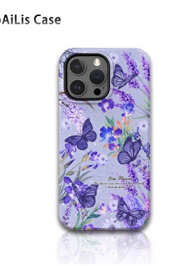 适用于iPhone16promax新款苹果15网红手机壳14/13菲林12ins春秋紫色蝴蝶花朵11二合一XR防摔xsmax8plus小众7