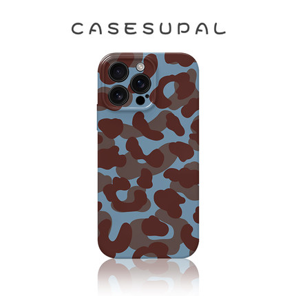 适用于iPhone17苹果16手机壳华为mate80新款oppofindx9菲林小米17全包荣耀magic8蓝棕撞色豹纹vivox300一加15