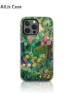 适用于iPhone17promax新款苹果16pro手机壳15/14菲林13绿色仿绣森林12/11二合一XR防摔xsmax高级感8plus小众7