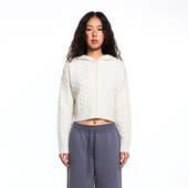 经典 复兴 100羊毛经典 EATMI 老钱绞花连帽针织拉链开衫 毛衣外套