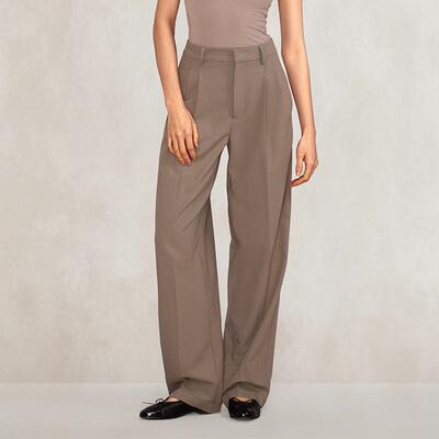 醋酸绢丝羊毛混纺直筒阔腿西裤