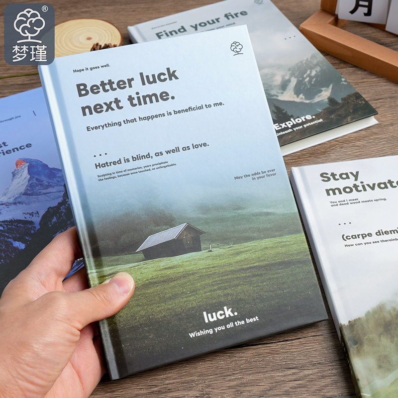 梦瑾加厚硬壳笔记本子高颜值风景系列加厚a5横线精装本初高中生专用课堂记事本考研用记录本办公商务登记本子