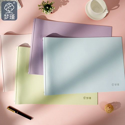 梦瑾A3活页本外壳4孔A3活页思维导图草稿本初高中生大学生专用高颜值亲肤柔软皮面试卷收纳资料文件夹大容量