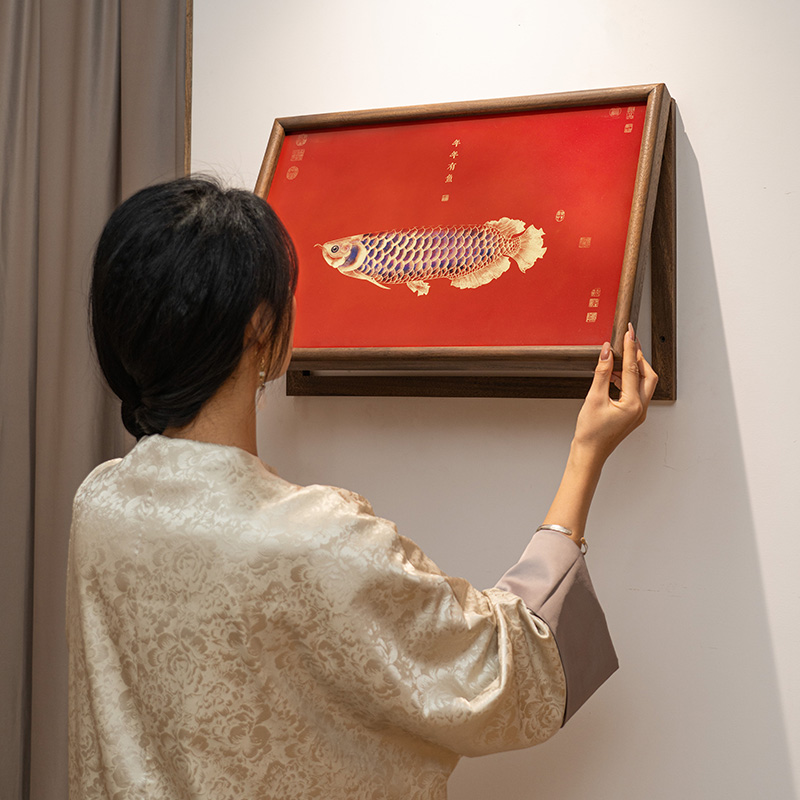 电表箱装饰画轻奢高级感大尺寸客厅配电箱遮盖开关式实木艺术挂画图片