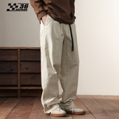 男宽松百搭直筒长裤 2026新款 锥形工装 日系慵懒风纯棉米色休闲裤 裤
