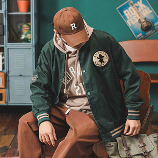 美式复古徽章棒球服男士新款日系潮牌百搭休闲运动外套飞行员夹克