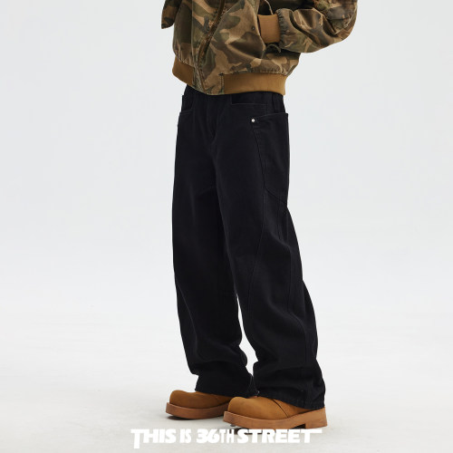 三十六街小众设计感弯刀牛仔裤男