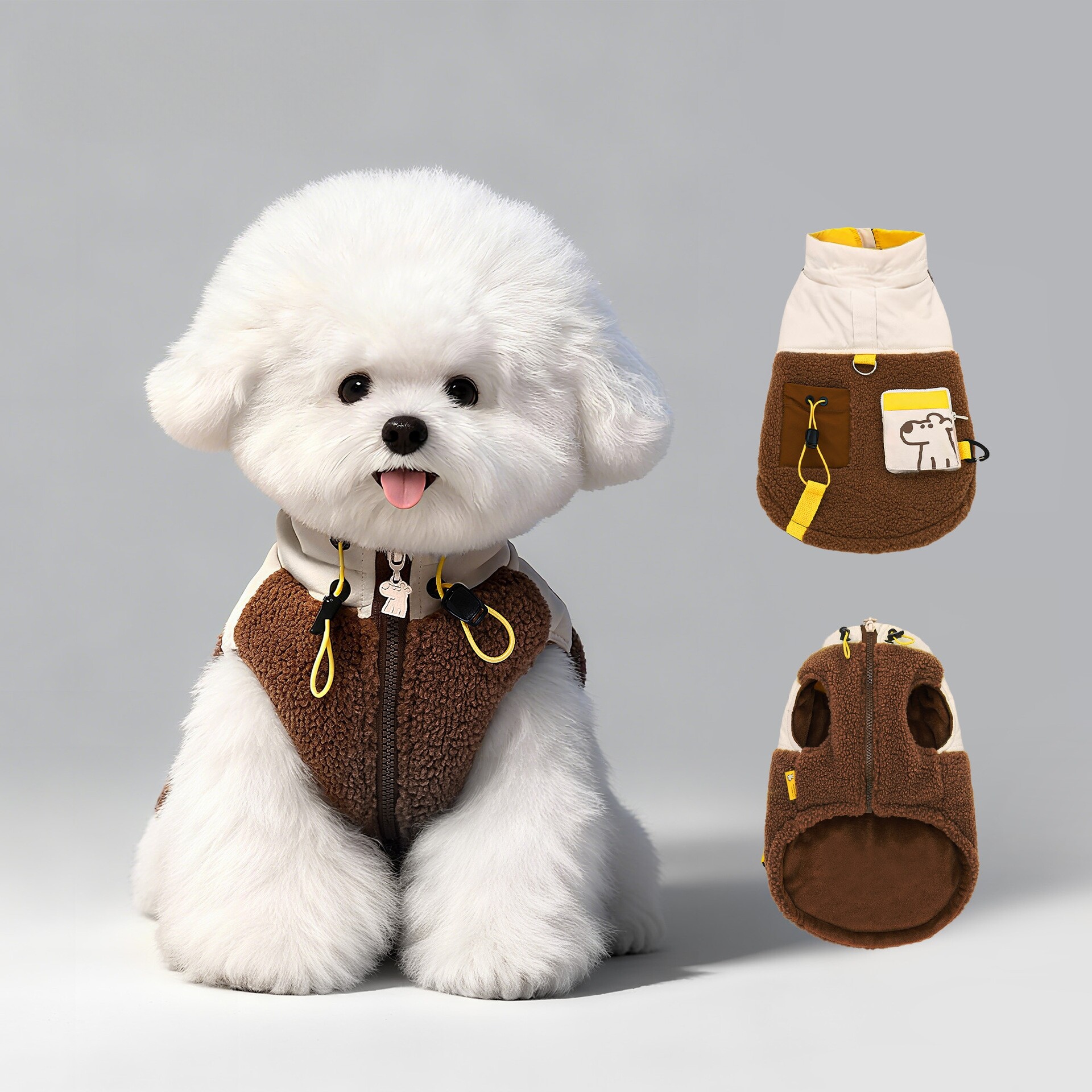 日本甄选冬季加绒小型犬马甲牵引